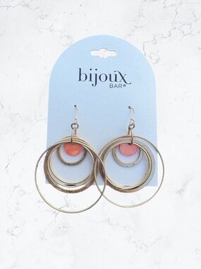 Bijoux Bar Gold Multi-Hoop Earrings with Coral Discs
